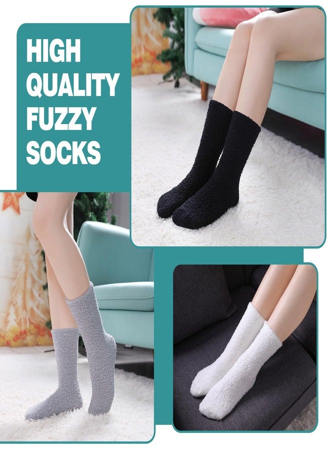 POEATEZO Womens Fuzzy Socks Cozy Fluffy Winter Cabin Slipper Warm Soft Microfiber Plush Home Sleeping Socks (5 Pairs Mixed color B) - Image 3